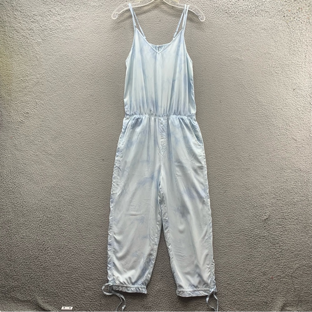 Anthropologie Marrakech Ebre Dyed Blue Cropped Jumpsuit Romper One Piece Size S